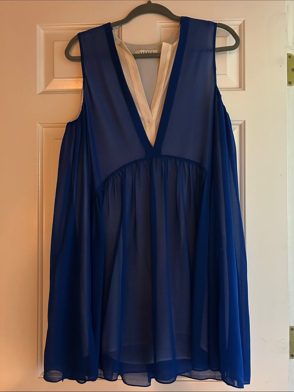 Sandro Paris flowy blue and white dress